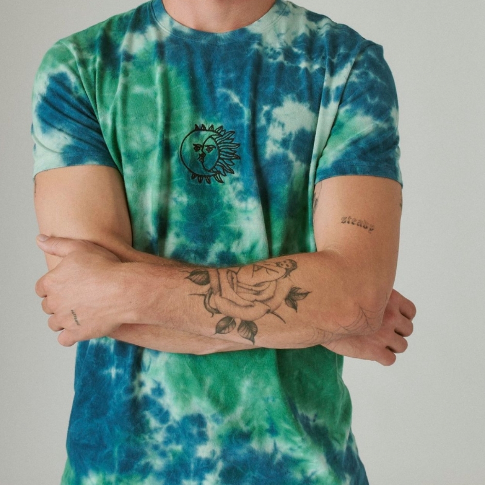 NEW Lucky Brand Sun And Moon Tee Tie Dye Short Sleeve Tshirt Small